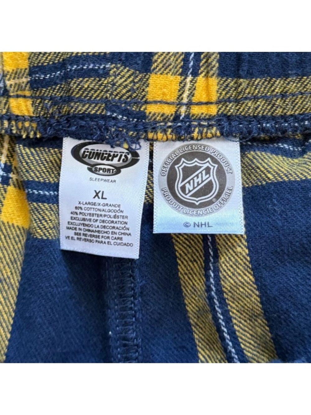 Concept Sports Adult Plaid NHL St. Louis Blues Lounge Pants-Yellow/Blue-Size XL - Picture 4 of 5